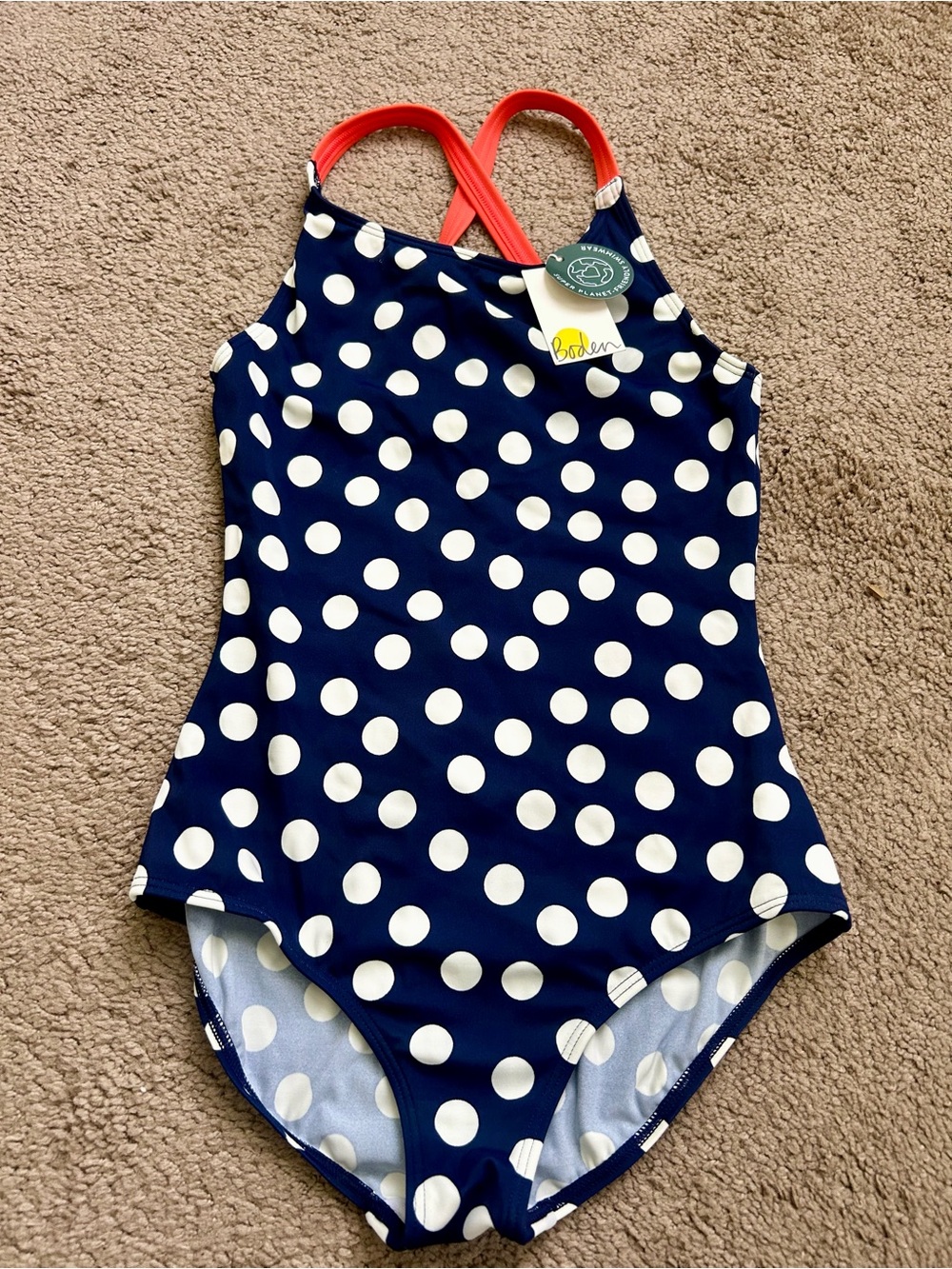 NWT Boden Girls Size 11-12 Youth One Piece Polka Dot Swimsuit